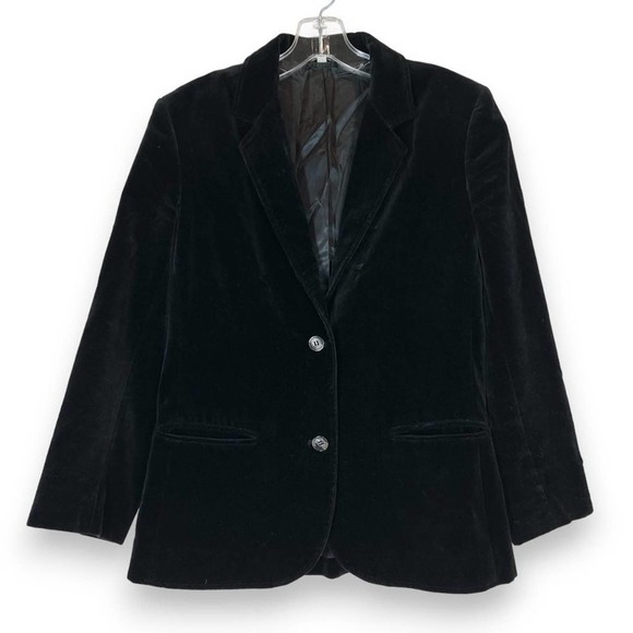 Vintage Black Velvet Blazer Closet Staple Medium - Picture 1 of 8
